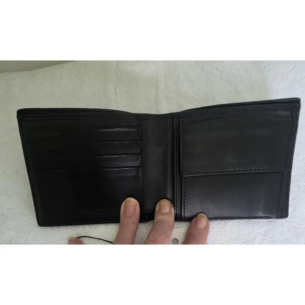 Bottega Veneta Men's Black Woven Bifold Folding Wallet Made Italy w/COA